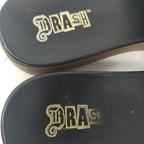 Brash Black Platform Slides Low Heel Sandals Slip On Comfortable Women's Size 9 - Picture 5 of 8